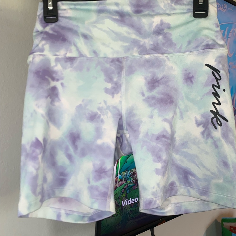 PINK Victoria's Secret Tie-Dye Bike Shorts Purple White